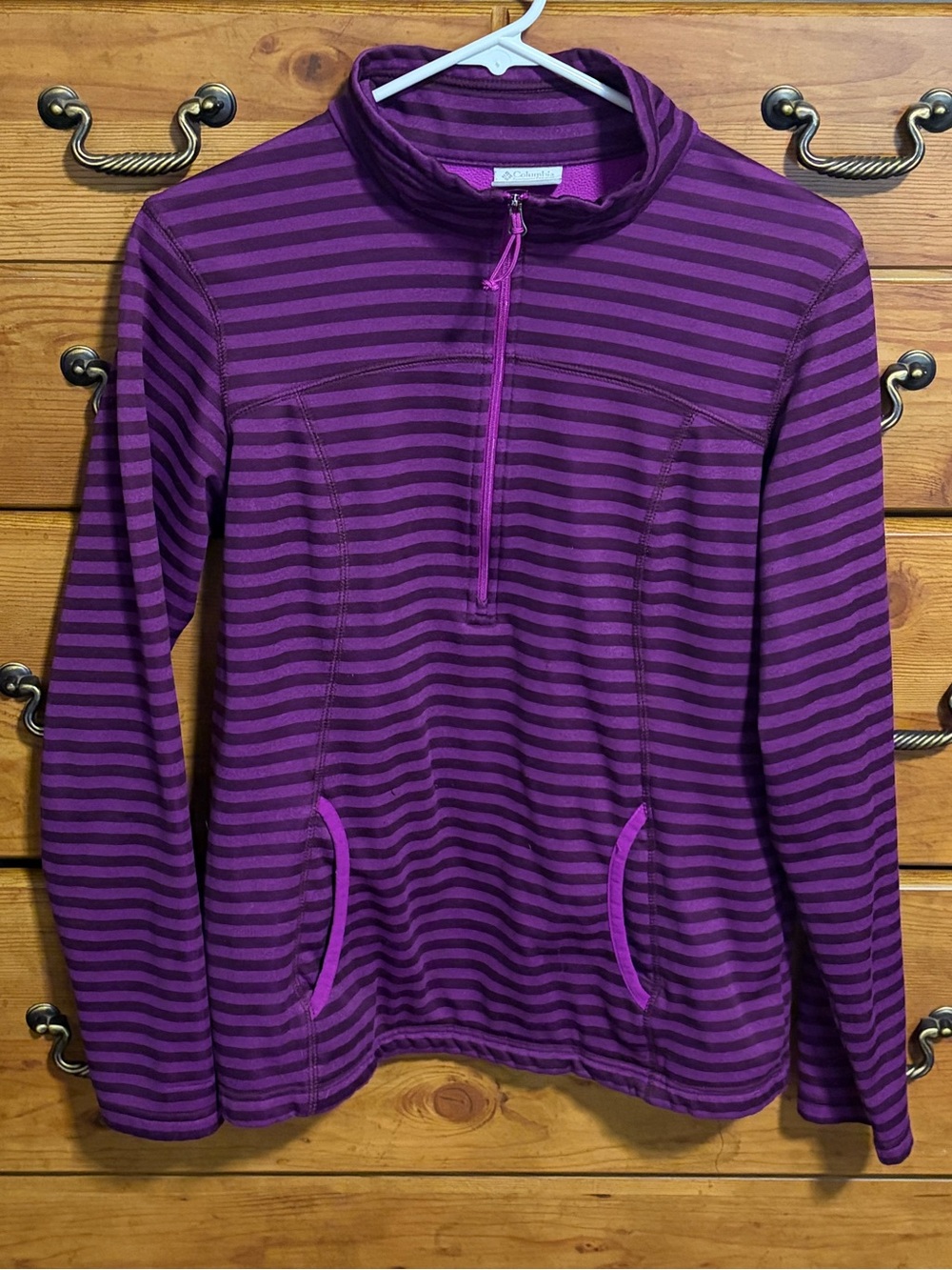 Columbia Purple Striped Quarter-Zip Pullover